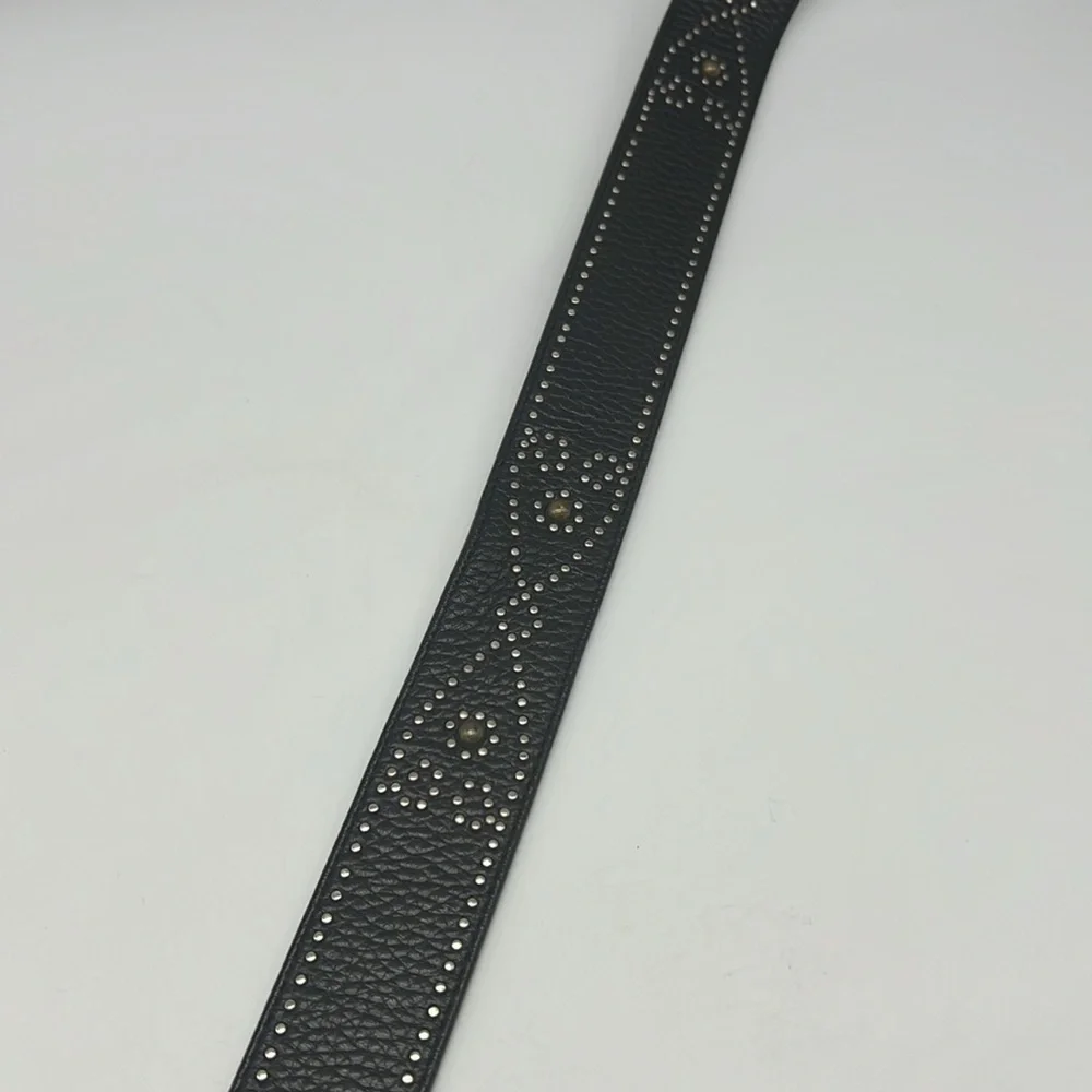 Brighton - Black Leather Silver And Gold Embellishment Design Buckle Belt Size L